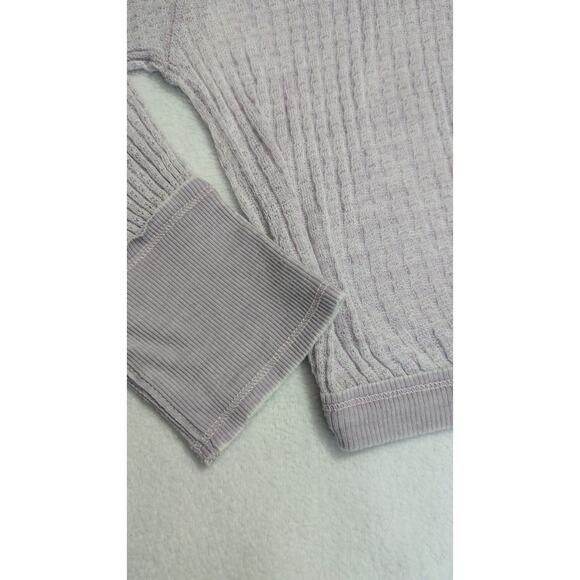 Free People We The Free Size Small Southside Thermal Top Oversize V-Neck Waffle - Picture 9 of 13